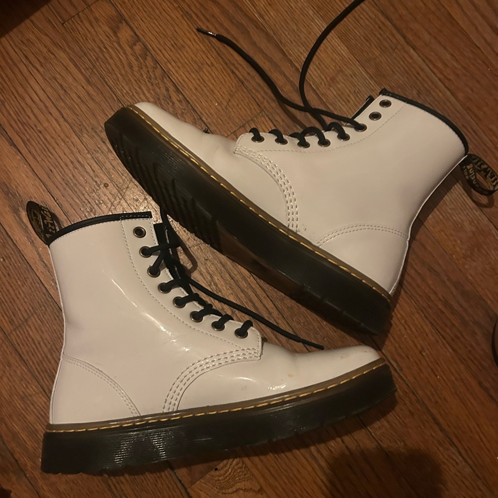 Dr. Martens White Leather Combat Boots
